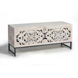 Giner y Colomer Baúl de Madera de Mango y Patas Metal Blanco Envejecido 50x116x40 cm Precio: 447.6879. SKU: B19MZ7ZMRV