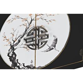 Mueble de TV DKD Home Decor Negro Oriental Blanco Dorado Blanco/Negro Metal Abeto Madera MDF 130 x 26 x 51 cm