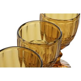 DKD Home Decor Copa Basicos de Cristal Ámbar 325ml Set de 6 con Relieve Colección Classic Garbo 8.7x17x8.7 cm