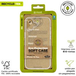 Muvit Funda Recycletek para Apple iPhone 16 - Material 100% reciclado, protección contra arañazos y golpes Muvit Funda Recycletek para Apple iPhone 16 - Material 100% reciclado, protección contra arañazos y golpes