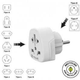 Enchufe Universal Muvit For Change MCADP0007/ 1 Toma de Corriente/ Blanco Enchufe Universal Muvit For Change MCADP0007/ 1 Toma de Corriente/ Blanco