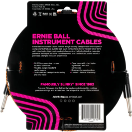 Ernieball Cable para Instrumento Trenzado Jack-Jack SS 3 M Naranja / Negro