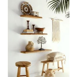 DKD Home Decor Estanteria Pared Indonesia 1c24 Natural Madera Teca 100 x 25 x 4 cm