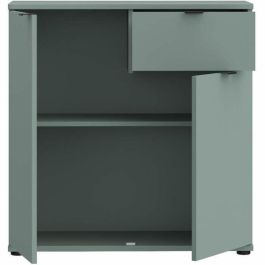 GANYMEDE Aparador pequeño de almacenaje GNM K222LU59 con 2 puertas y 1 cajón en color Salvia, 80.1 x 34.1 x 82.3 cm
