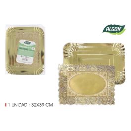 Bandeja rectangular en oro con blonda Algon 32x39 cm (36 Unidades) Precio: 30.89000046. SKU: B14P4JMSEG