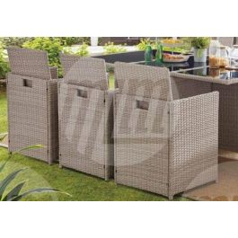 DKD Home Decor Mesa Bar Terraza y Jardín Set 7 Piezas, Ratán Sintético y Acero, Marrón Claro, Desmontable, 80x100x143 cm