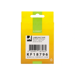 Q-connect Cinta TZE-221 Blanco-Negro 9mm Longitud 8mt