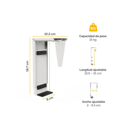 Fellowes - Soporte para CPU o Thin Client debajo del escritorio, regulable (anchura 20-95 mm), diseño abierto, soporta 15 kg, color blanco