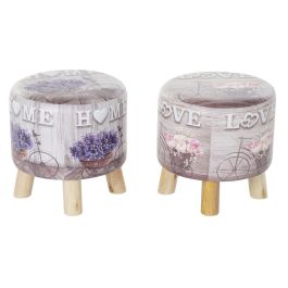 Reposapies Shabby DKD Home Decor Gris Lila 30 x 30 x 30 cm (2 Unidades)