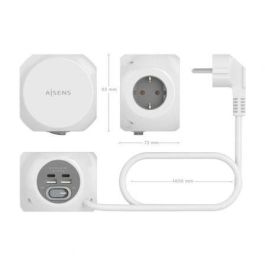 AISENS - REGLETA DE ENCHUFES SOBREMESA MULTIFUNCION CON 3 TOMAS + 2xUSB-C, 2xUSB-A, 1.4M, BLANCO