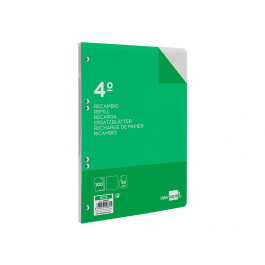 Liderpapel Recambio Cuarto 100 Hojas 60gr Liso 6 Taladros