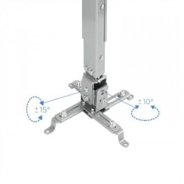 TooQ PJ2012T-S Soporte para Proyector de Techo Inclinable +/- 15°, 20kg, Ajustable 13-65cm, Plata