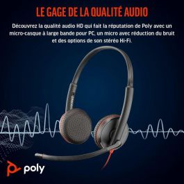 Poly C3225 Auriculares Stereo USB-C con Micrófono Flexible para Oficina y Empresa - Serie Blackwire 3200 de Diseño Elegante y Audio Calidad
