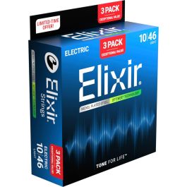 Elixir Cuerdas Guitarra Eléctrica Optiweb Nickel Plated Steel Light 10-46 - Pack 3 Juegos