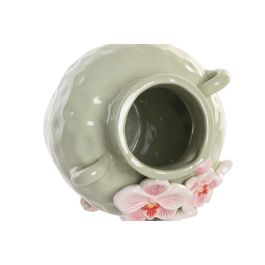 DKD Home Decor Jarrón Oriental Rosa Verde Cerámica 15 x 20 x 15 cm