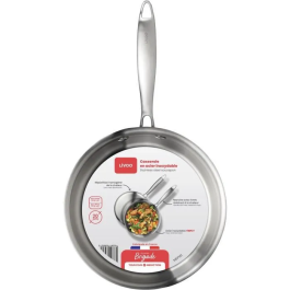 Livoo MEP161 Cacerola de Acero Inoxidable 20 cm Apta Inducción Fabricada en Francia