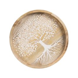 Bandeja Blanco-Natural Madera de Mango 35 X 35 X 5 cm