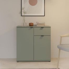 Mueble de almacenaje pequeño GANYMEDE GNMK222LU59 - Aparador 2 puertas, 1 cajón - Salvia - 80,1 x 34,1 x 82,3 cm
