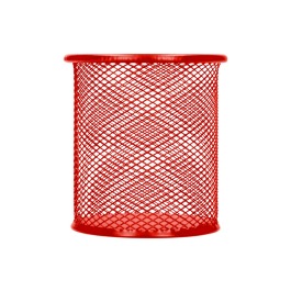 Q-connect Cubilete Portalapices Rojo Metal Redondo Rejilla Diametro 86 mm Alto 105 mm