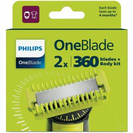 Philips OneBlade QP624/50 Cuchillas de Repuesto de Acero Inoxidable, 2 Cuchillas con Protección para la Piel