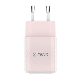 Cargador de Pared + Cable USB-C Muvit for Change Glass GaN Rosa