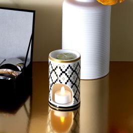 Home Deco Factory Mirage Quemador Esencias Con Cera Perfume Dorado Sándalo Canela Ámbar Beige Almizcle Blanco