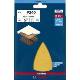 Bosch C470 Hoja lijadora para madera, 100x150 mm, Grano K240, 10 unidades