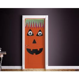 Set Decorativo De Puerta Calabaza Halloween 7 Piezas Con Flecos - Decoración Temática