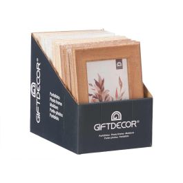 Giftdecor Portafotos Curva 10x15 cm, Madera MDF y Vidrio, Colores Surtidos - Azul, Beige, Blanco, Marrón (24 Unidades)