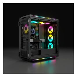Corsair iCUE 5000T RGB - Torre Media ATX, Color Negro, Ventiladores ARGB Incluidos (3x 120 mm), 4 Bahías 2.5", Soporte para Tarjetas Gráficas de 40 cm, Panel de Vidrio Templado