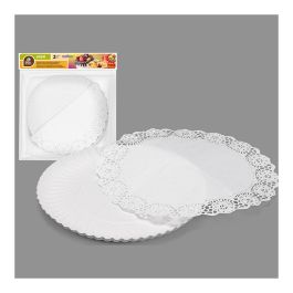 Best Products Bandeja con blonda Redpmda - 2 bandejas redondas con blonda Ø25cm, cartón blanco