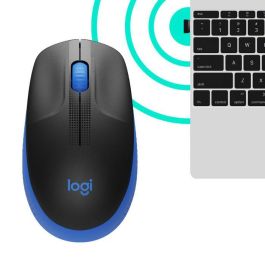 Logitech M190 Ratón Inalámbrico de Tamaño Completo Ergonómico para Manos Grandes, RF, 18 Meses de Batería, Azul