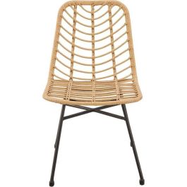 Conjunto de 2 sillas de jardín - Imitación ratán natural - Estructura de acero - L 63,5 x A 86 x P 48 cm Conjunto de 2 sillas de jardín - Imitación ratán natural - Estructura de acero - L 63,5 x A 86 x P 48 cm