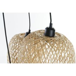 DKD Home Decor Lampara Techo Tropical Marron Claro Negro Bambu Metal 30 x 94 x 30 cm