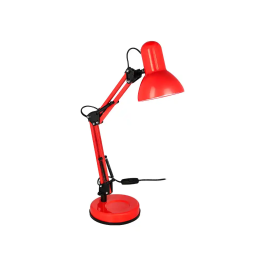Q-connect Lámpara de Escritorio Polaris Metálica con Interruptor Brazo Doble 3 Articulaciones Color Rojo