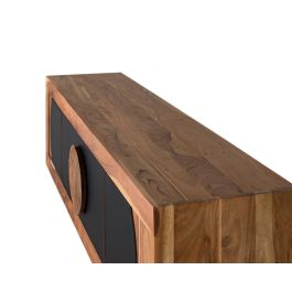 Giner y Colomer Mueble TV Acacia 4 Puertas Madera Natural y Negro