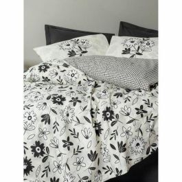 ASI8684283425440 Juego de Cama Negro 100% Algodón - Funda Nórdica 220x240 cm + 2 Fundas Almohada 60x60 cm