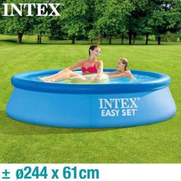 Intex Piscina Hinchable Redonda Easy Set 244x61 cm de Diámetro, 1942 Litros de Capacidad, Material PVC, Para Niños +6 Años
