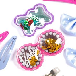 MATTEL Set Accesorios Pelo Barbie - 10 Clips, Lazos, Perlas, Gemas y Pegamento para Niñas 3+ Años