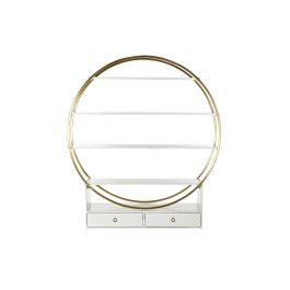 DKD Home Decor Estantería Oriental con 4 Estantes y 2 Cajones, Madera de Álamo y Metal Blanco Dorado, 160x180x35 cm DKD Home Decor Estantería Oriental con 4 Estantes y 2 Cajones, Madera de Álamo y Metal Blanco Dorado, 160x180x35 cm
