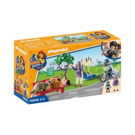 Playmobil 70918 D.O.C. Acción Policial ¡Atrapa Al Ladrón! Con Polly Police y Mapache Ladrón Para Niños +4 Años