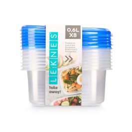 Set 8 Fiambreras Leknes 660 ml, 15.5x14.5x12 cm, Azul y Transparente (8 Unidades) Set 8 Fiambreras Leknes 660 ml, 15.5x14.5x12 cm, Azul y Transparente (8 Unidades)