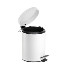 Confortime Cubo Basura Metal con Pedal 5 Litros Blanco