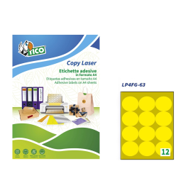 Avery Etiquetas Adhesivas Amarillas Fluorescentes Permanentes Redondas 63,5 mm Caja 840 Unidades