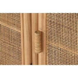 DKD Home Decor Aparador Tropical de Abeto y Ratán Marrón Claro, Acabado Natural, 120x40x65cm con 3 Puertas y 3 Estantes