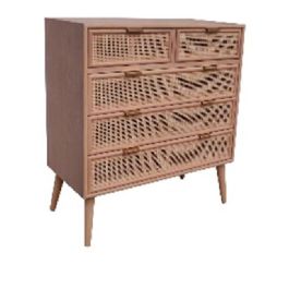 DKD Home Decor Cómoda Scandi Rejilla Natural 5 Cajones Paulownia MDF Marrón Claro Dorado 39.5 x 81 x 80 cm Precio: 196.58999954. SKU: B15AX3LAFX