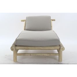 DKD Home Decor Tumbona Balines Natural Gris Teca y Poliester 209 x 36 x 86 cm