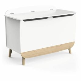 Caja para juguetes - FIRMIANA - Estilo escandinavo - Blanco mate / Roble Kronberg - 82,4 x 39,1 x 58,9 cm - DEMEYERE