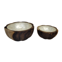 DKD Home Decor Bandeja Vaciabolsillos Balines de Teca y Capiz Blanco Natural 20x20x9 cm Set de 2 Precio: 54.49999962. SKU: B1HWTL59FC