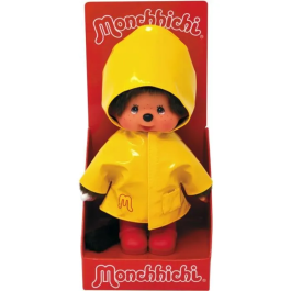 Bandai Monchhichi Impermeable Icónico 20 cm Amarillo con Botas Rojas